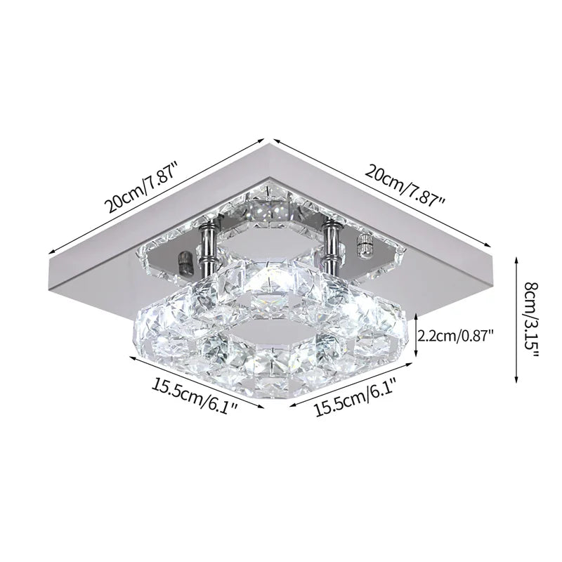 plafonnier led cristal moderne argenté luminaire salon cuisine décoratif élégant brillant transparent