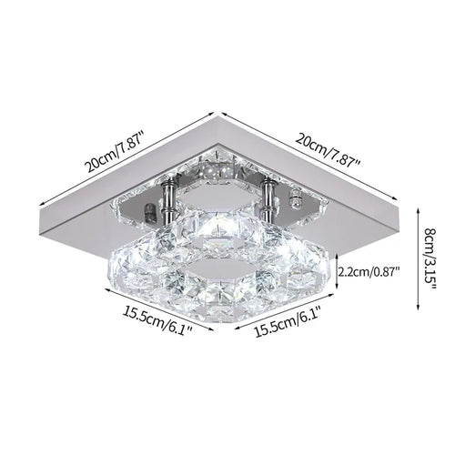 plafonnier led cristal moderne argenté luminaire salon cuisine décoratif élégant brillant transparent