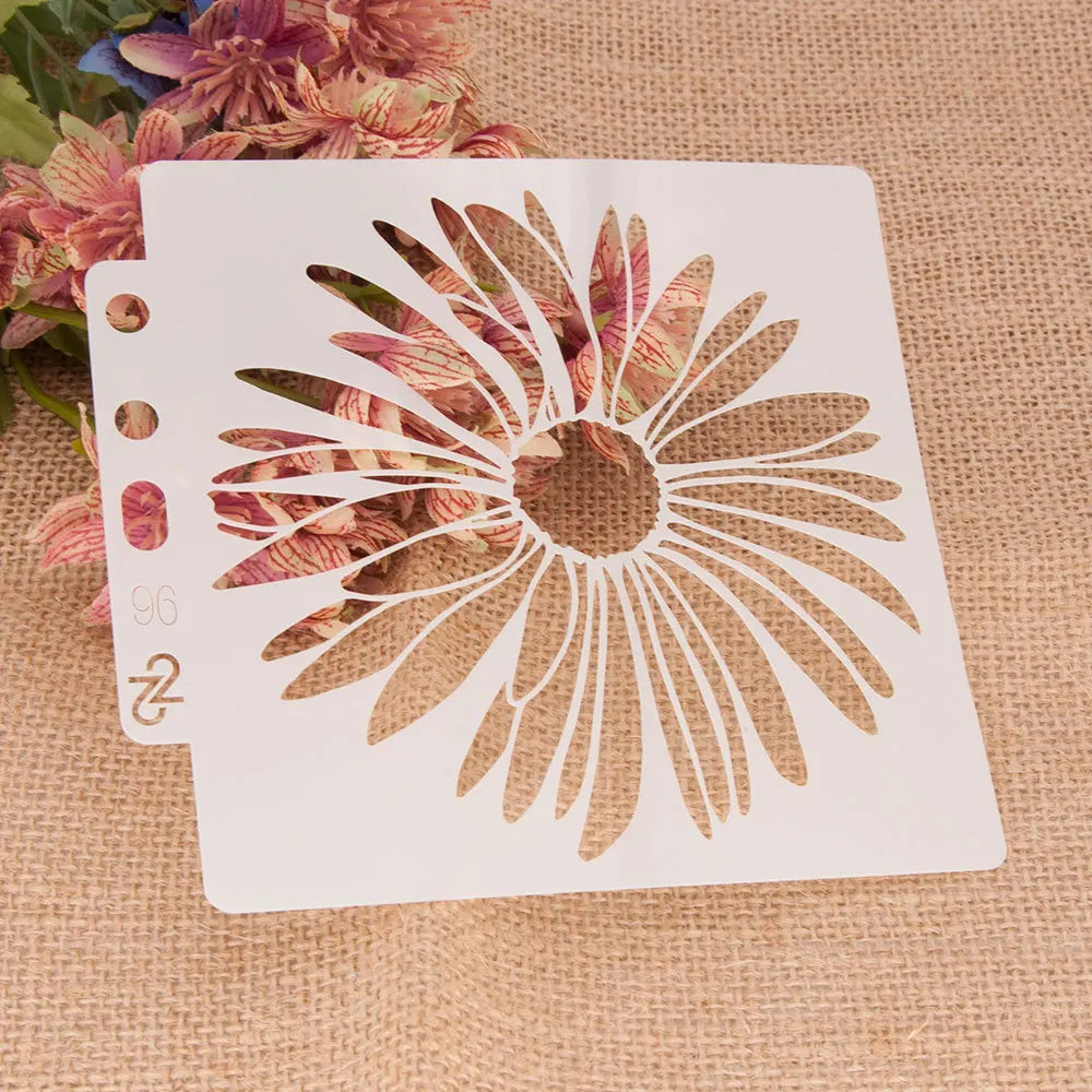 pochoirs transparents fleurs modernes peinture murale bricolage scrapbooking 14x13cm