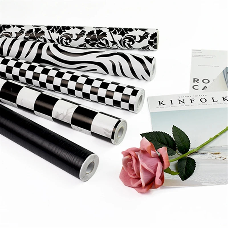 papier peint auto adhésif noir blanc zèbre moderne imperméable vinyle cuisine chambre enfants mariage
