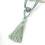 rideau attache pompon polyester beige gris or classique 45cm total 14cm pompon decoration interieur