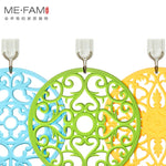 tapis table silicone moderne bleu vert rose motif floral clips