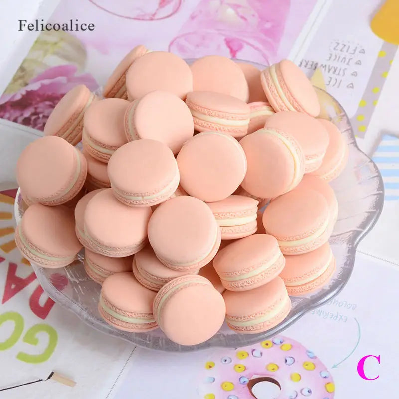 décoration noël macarons résine couleurs vert rose jaune classique artificiels 13x23mm non comestible