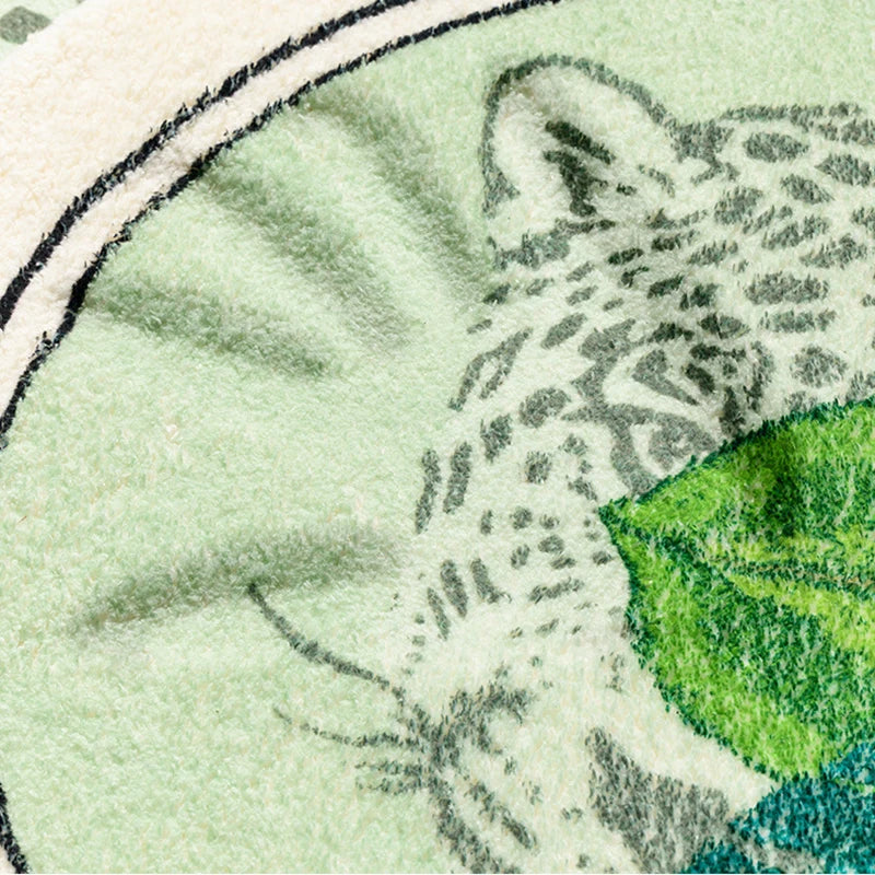tapis bain antidérapant mousse pe polyester moderne feuilles léopard fruits lettrage blanc noir vert