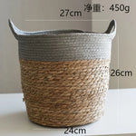 panier tissé main fibre naturelle vert clair beige rustique réutilisable respectueux environnement pliable rangement