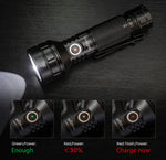 lampe torche led rechargeable 2100lm noire texturée moderne résistante autodéfense usb