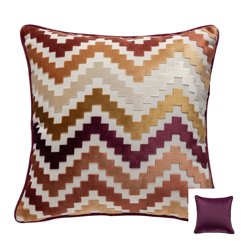 housse coussin polyester zigzag gris moderne décoration maison lit voiture 45x45cm 30x50cm 50x50cm