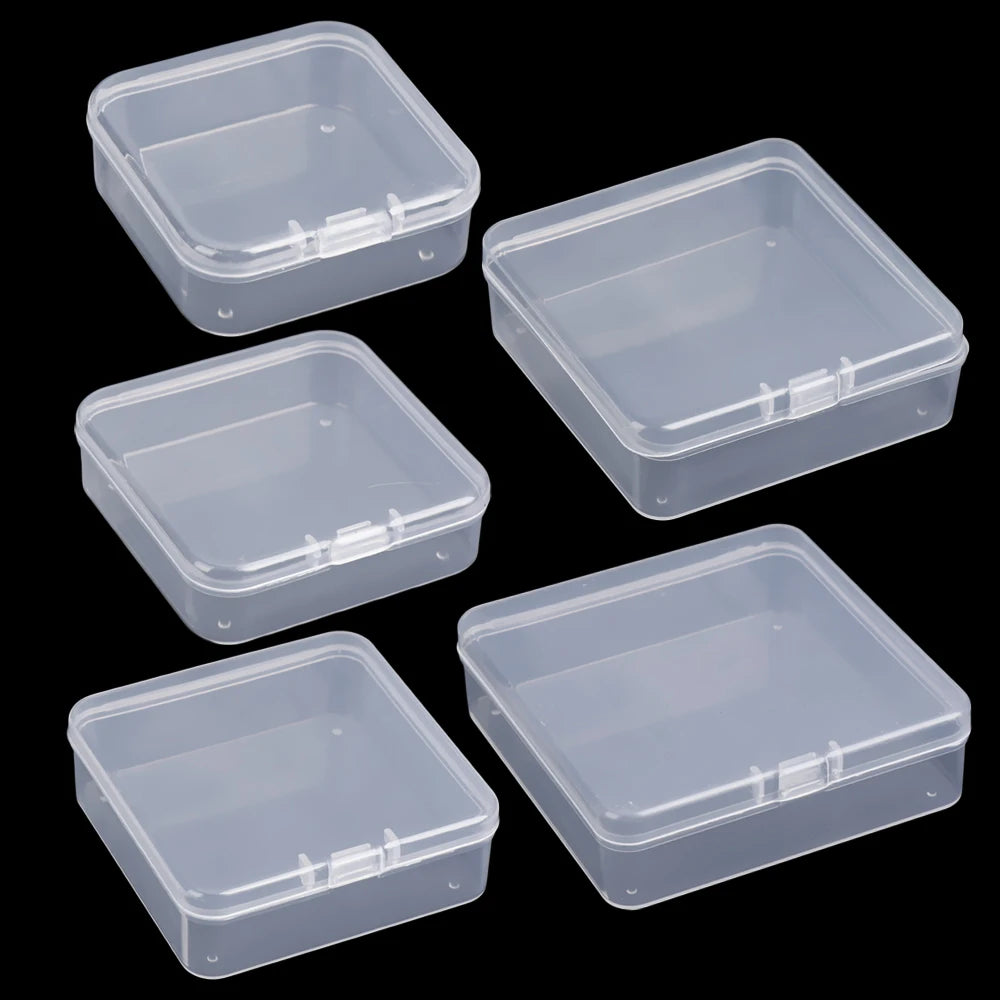 boîtes rangement plastique transparentes pratiques clips fermeture bijoux petites outils utilitaires modernes