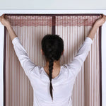 rideau moustiquaire porte magnétique noir beige rayures horizontales moderne adhésif clips bande