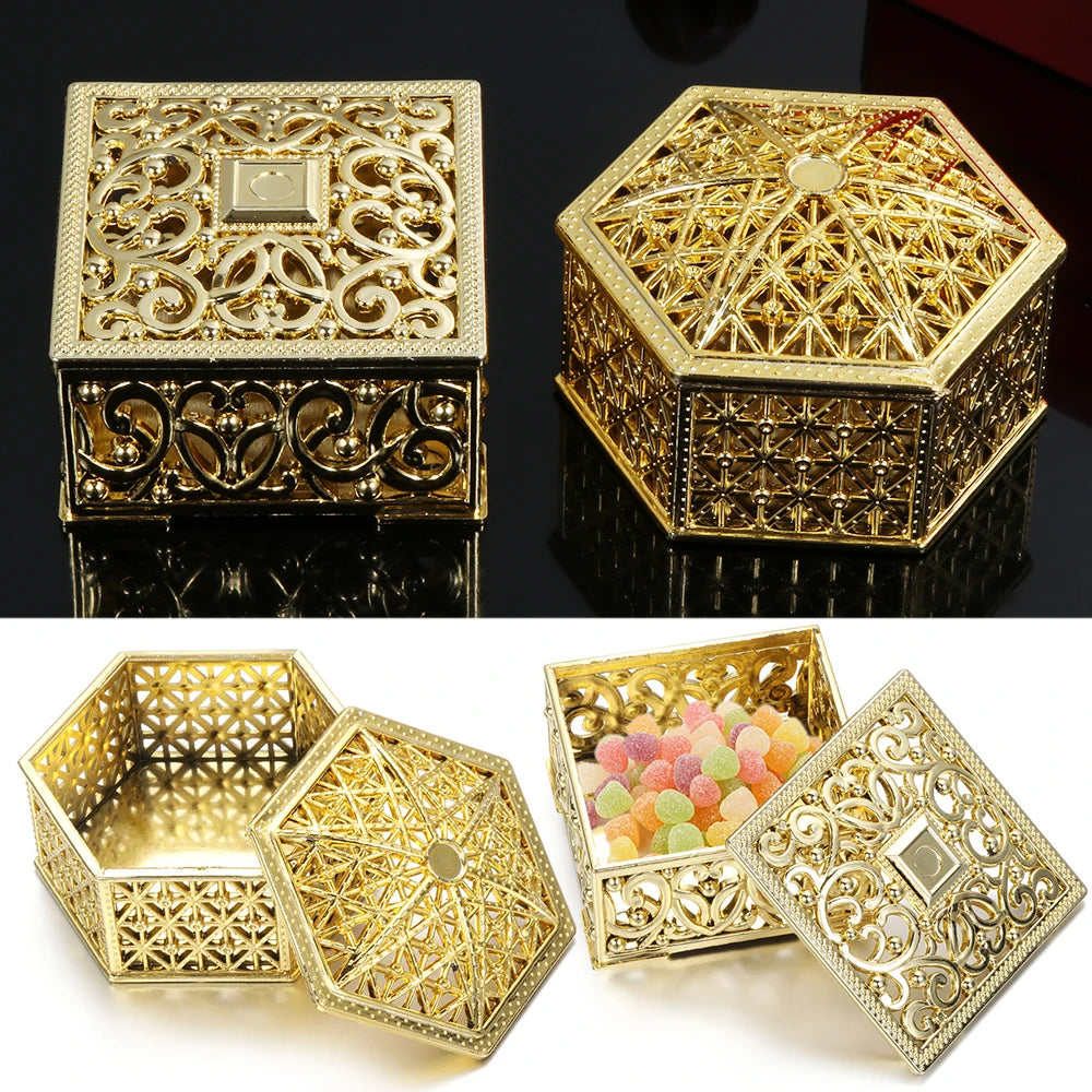 boîtes bijoux or argent élégantes ajourées classiques bonbons favor mariage trinkets organizer