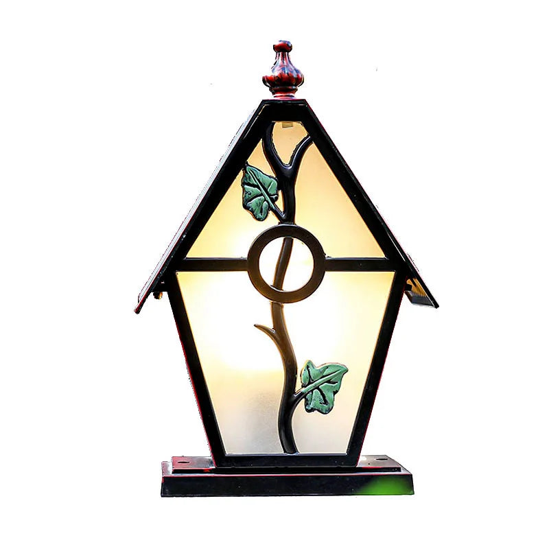 lampe jardin art nouveau feuilles stylisées noir vert beige ip65 ledextérieur résistante