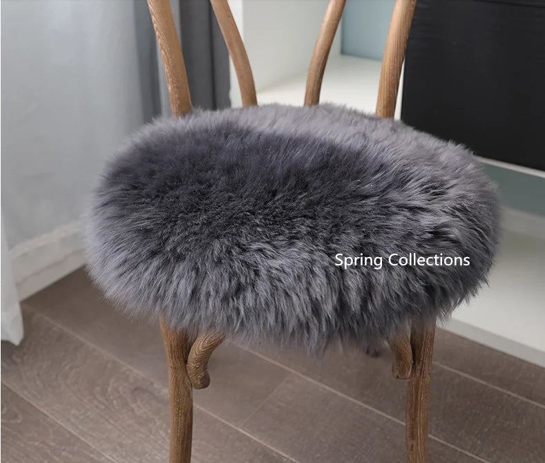 coussin chaise rond laine mouton fourrure épaisse doux confortable siège moderne