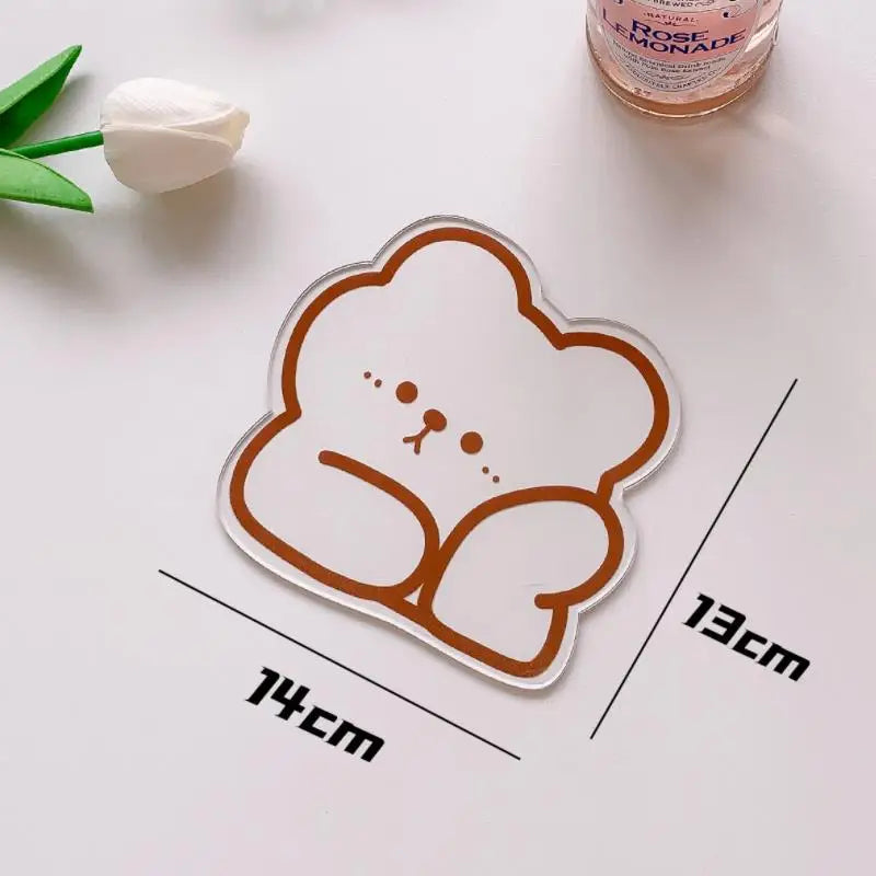 coasters cartoonaufs animaux souriants transparents orange blanc bleu respectueux environnement