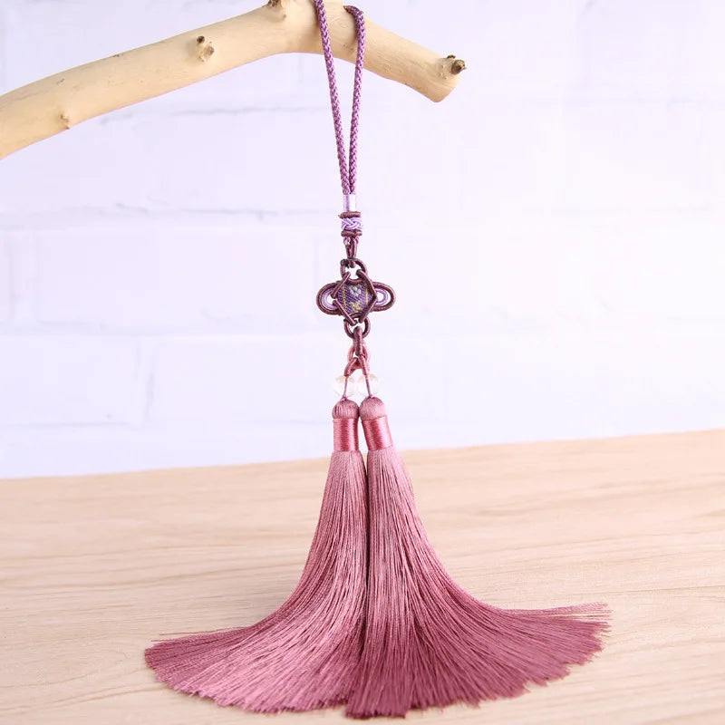 pompon soie couleur doré rose vert foncé uni opaque traditionnel fixé chainette breloque