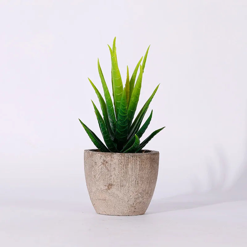 plantes succulentes artificielles vertes modernes mini bonsaï décoration maison feuilles pointues arrondies pot céramique
