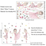 Stickers muraux danseuses tutu papillons coeurs couleurs vives illustration cartoon adhésif chambre enfant decoration
