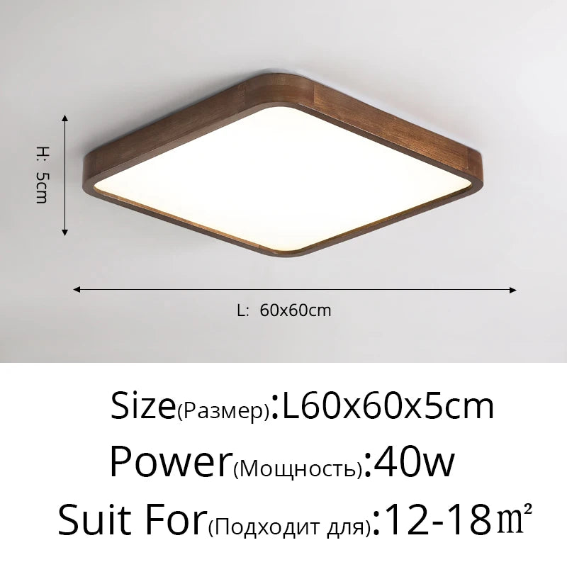 plafonnier led moderne rond carré bois chêne grain opalescent 30cm 60cm télécommande