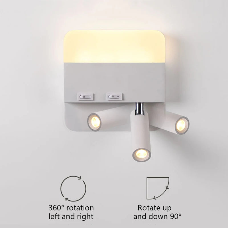 lampe murale moderne LED noir blanc interrupteurs éclairage quotidien chambre cuisine salle manger entrée