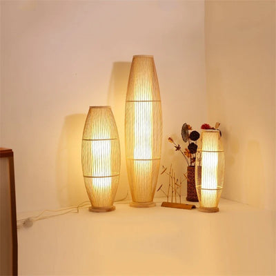 Lampe de chevet en bambou design nordique abat-jour noir