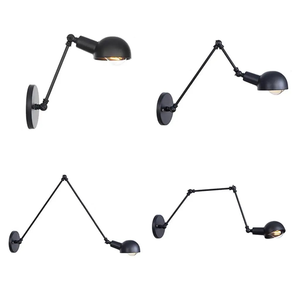 lampe murale articulée industrielle noir ampoule câble matériau métallique fixée mur