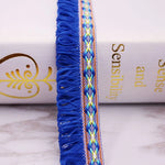 rubans jacquard franges motifs géométriques bleu rouge blanc rose ethnique boho chic opaques decoration
