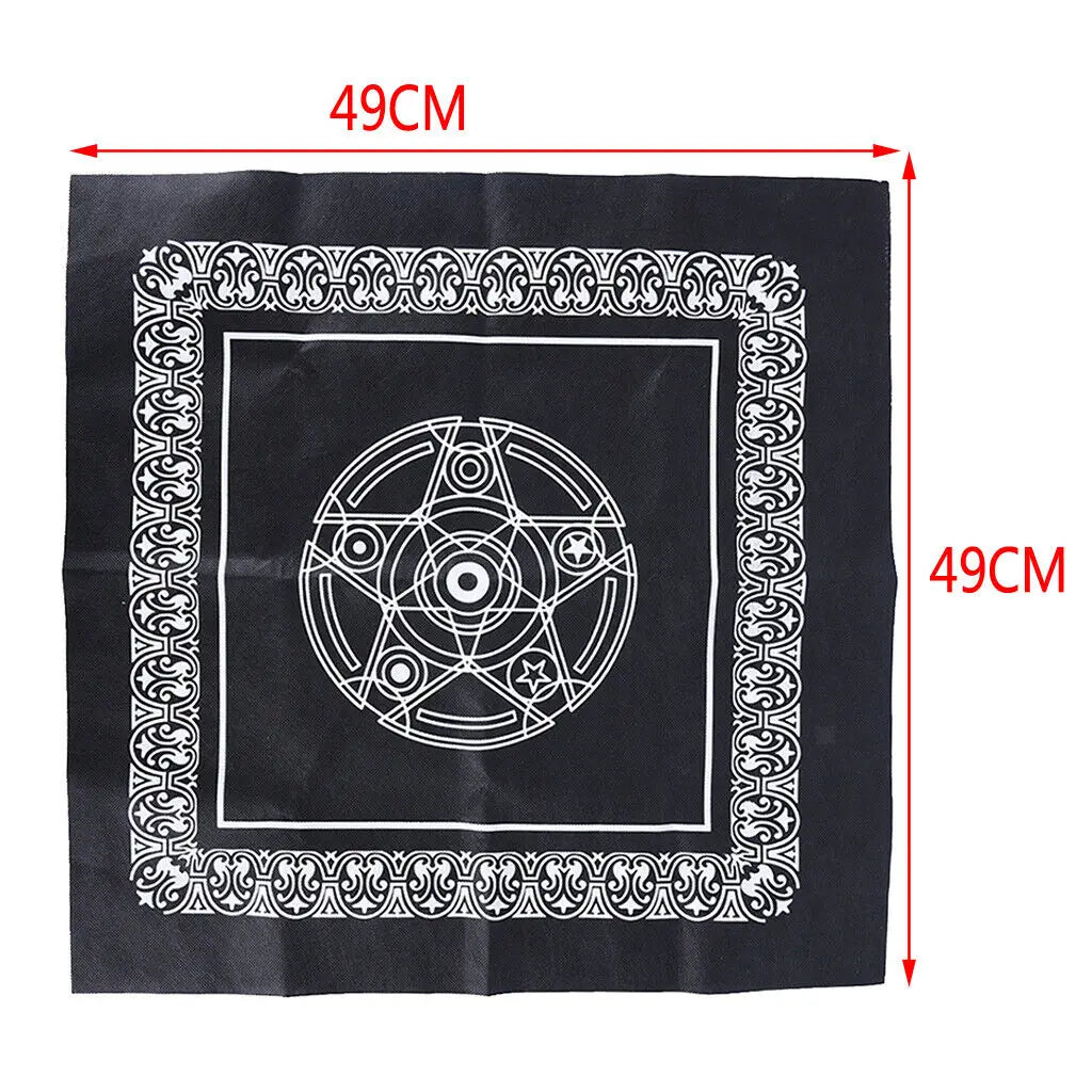tapisserie pentagramme motif floral noir blanc decoration esoterique 49cm 49cm
