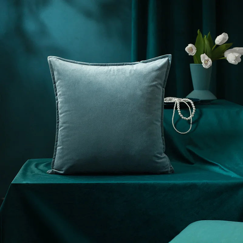 housse velours coussin décoratif 30x50cm 45x45cm classique fixation vert marron orange salon chambre