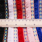 rubans jacquard franges motifs géométriques bleu rouge blanc rose ethnique boho chic opaques decoration