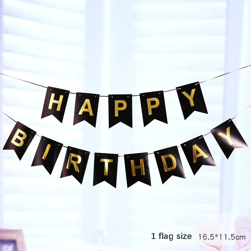 guirlande festivités anniversaire fanions lettres happy birthday couleurs rose bleu vert festive