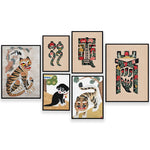 Cette série d'illustrations colorées et stylisées représente divers animaux fantastiques et décoratifs, chacun avec son propre motif et sa personnalité unique.
