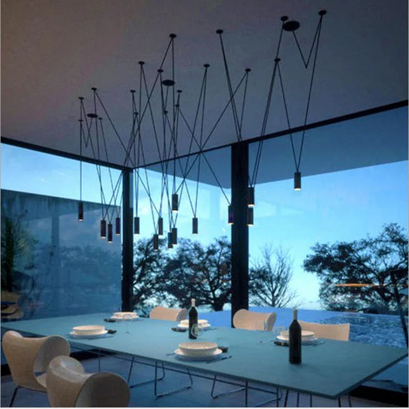 suspension lumineuse noir moderne clips câbles ampoules 2000 82000 lumens salon chambre