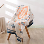 serviette bain coton bio rapide absorbant moderne motif géométrique blanc bleu orange gris