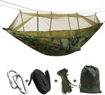 hamac vert olive pratique moustiquaire cordelettes carabiners sac rangementextérieur léger camping