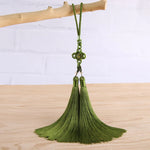 pompon soie couleur doré rose vert foncé uni opaque traditionnel fixé chainette breloque