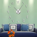 horloge murale moderne chiffres arabes acrylique argent doré noir autocollants grande taille