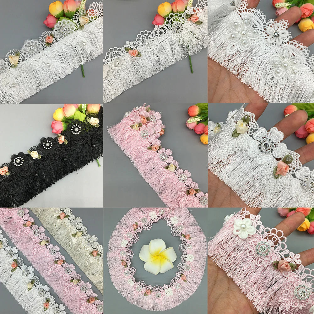 ruban dentelé franges fleurs artificielles noir blanc rose pâle vintage romantique mariage