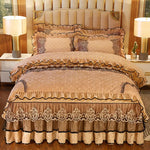 Parure de lit velours 4 pièces couleur jaune sur lit king