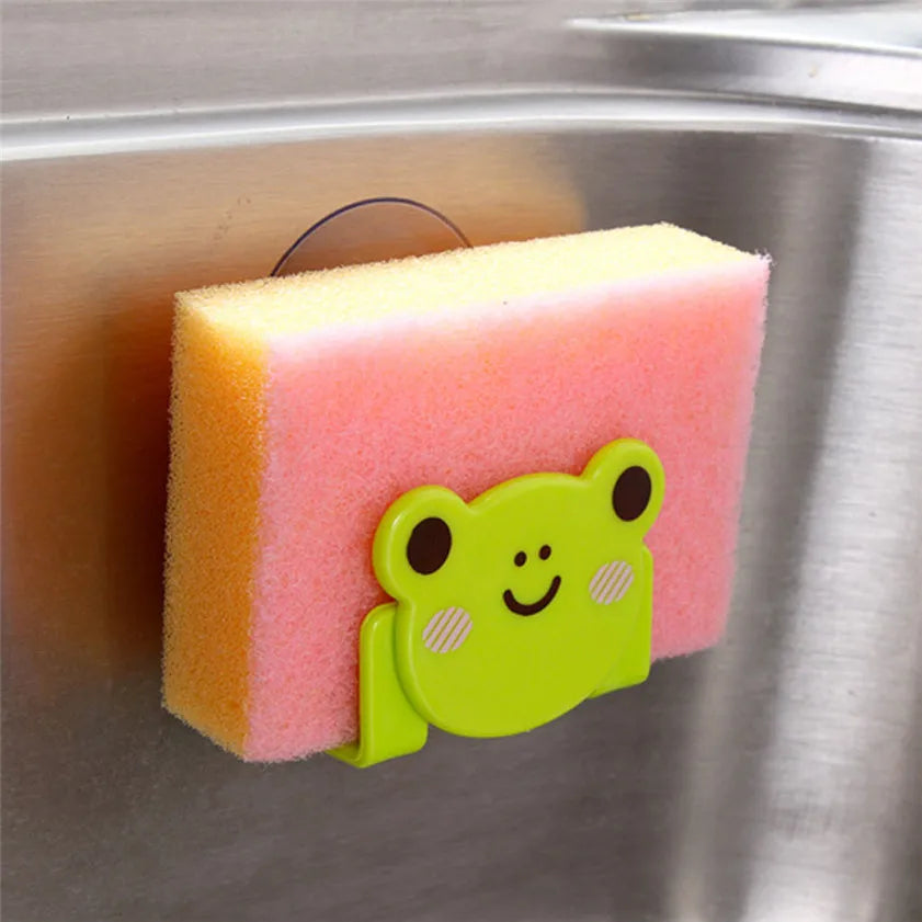 porte savon kawaii chat grenouille ours panda ventouse éponge poreuse mignon noir vert blanc