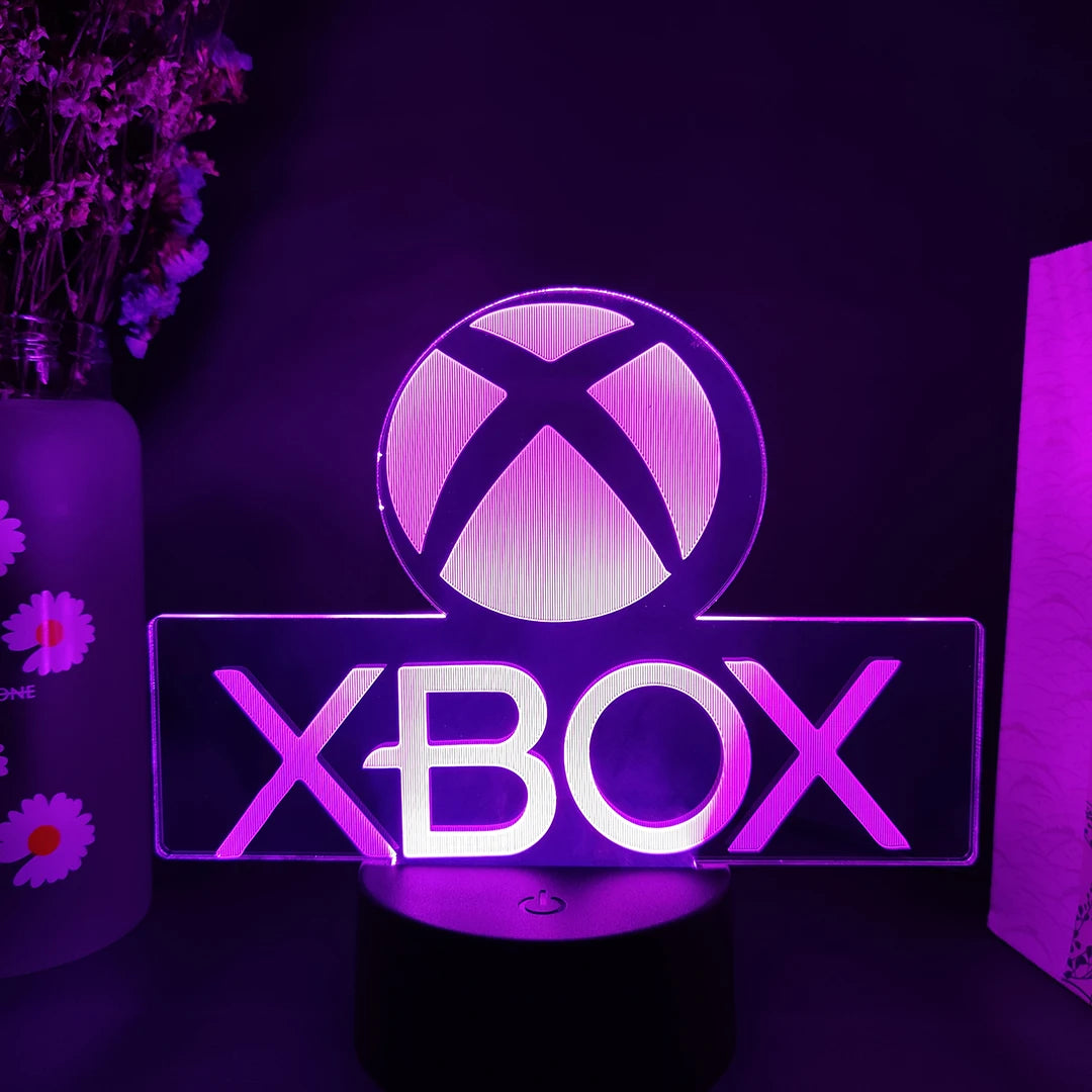 veilleuse led logo xbox multicolore moderne télécommande base noire chambre enfantDecorationBureau