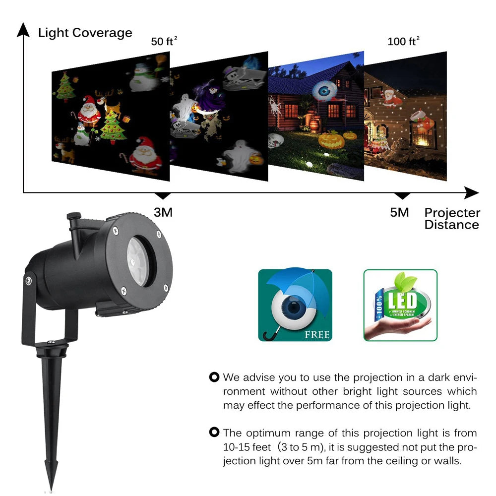 Projection lumineuse flocon de neige jardin
