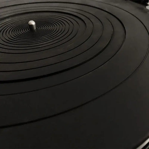 tapis antidérapant anti vibration platine vinyle noir moderne rayures concentriques stable silencieux