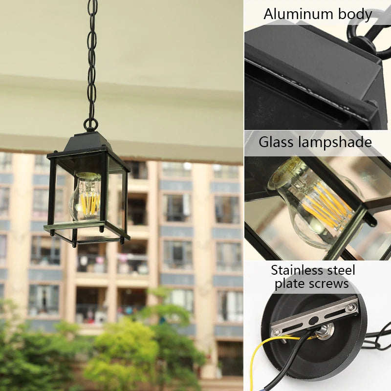 lampe suspendue moderne transparente aluminium noir salon chambre d'hôtel éclairage mètres carrés
