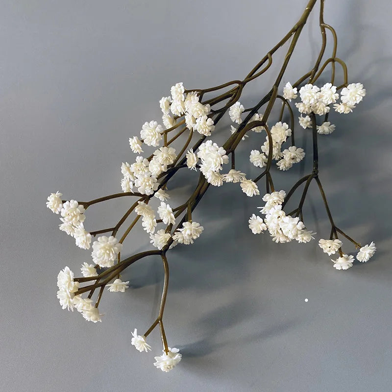 bouquet artificiel fleurs roses blanches marrons rouges petite fleurs rondes naturel minimaliste decoration maison