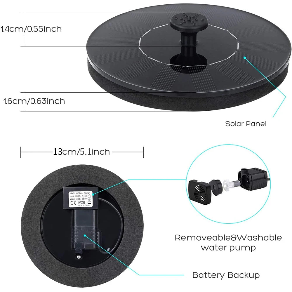 fontaine solaire moderne noire cellules photovoltaïques quatre têtes pompe diffuseur batterie amovible rechargeableextérieur