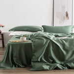 ensemble literie soie rose poudré drap housse taies oreillers minimaliste moderne élégant doux respirant