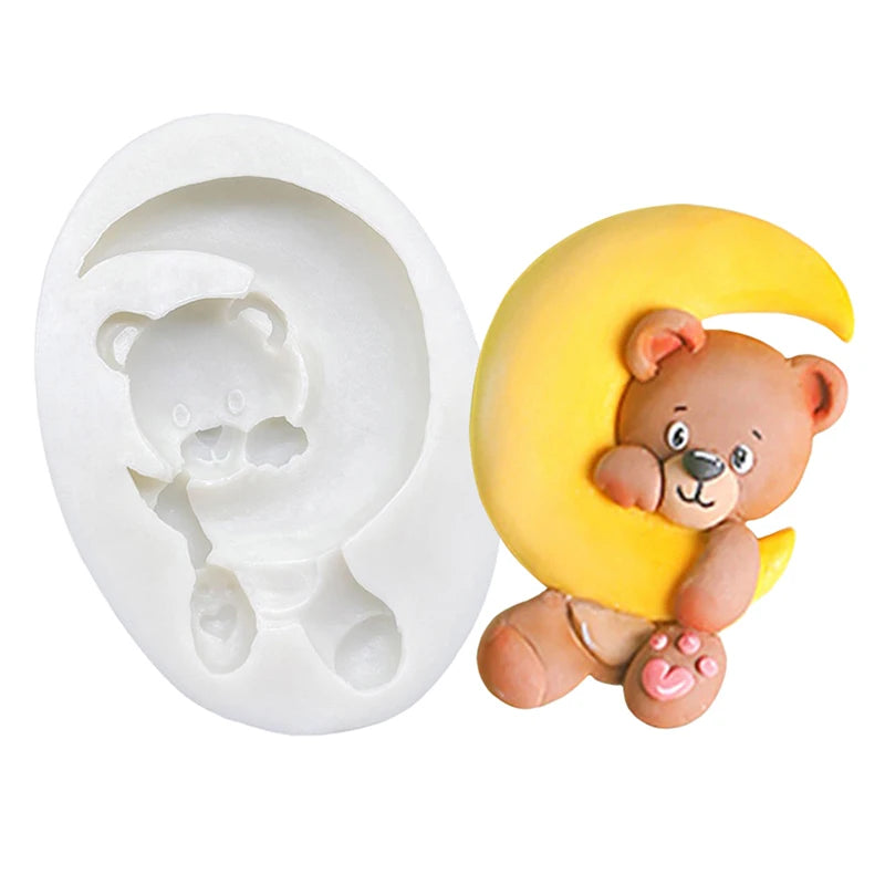moule silicone ours coeurs décoration gâteau fondant sugarcraft résine cupcakes cartoonaire respectueux environnement