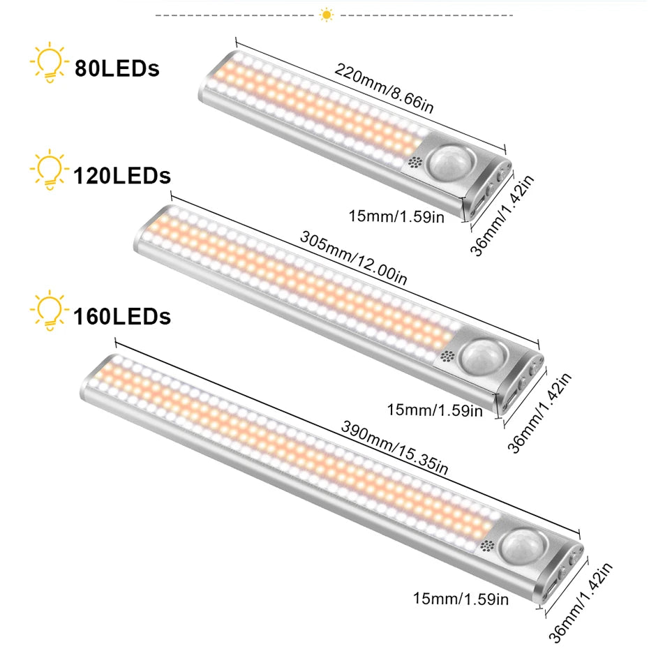 lampe led détecteur mouvement recharge usb adhésive magnétique blanc argenté moderne