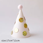 chapeaux fête anniversaire or bleu marine rayures pois dorés happy birthday moderne festif