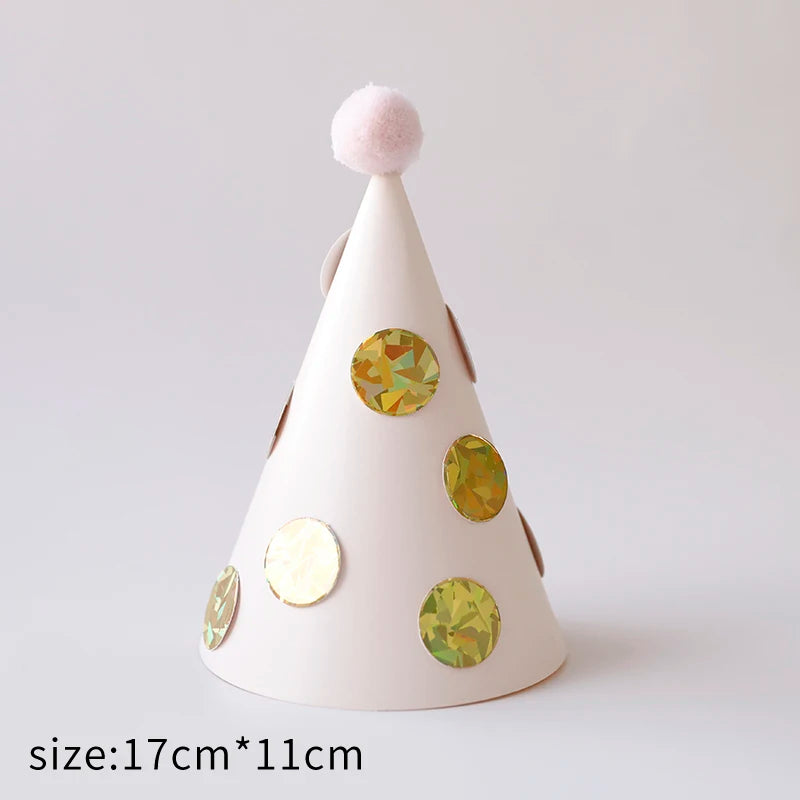 chapeaux fête anniversaire or bleu marine rayures pois dorés happy birthday moderne festif