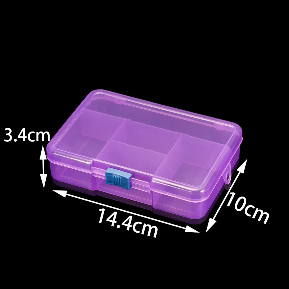 boîte rangement bijoux transparente rose bleu violet poignée compartiments plastique moderne pratique
